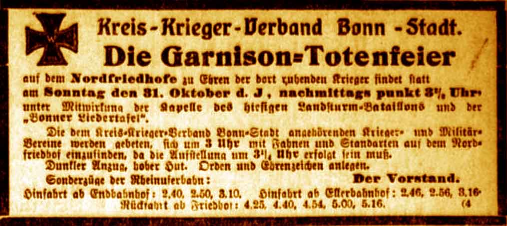 Anzeige im General-Anzeiger vom 28. Oktober 1915