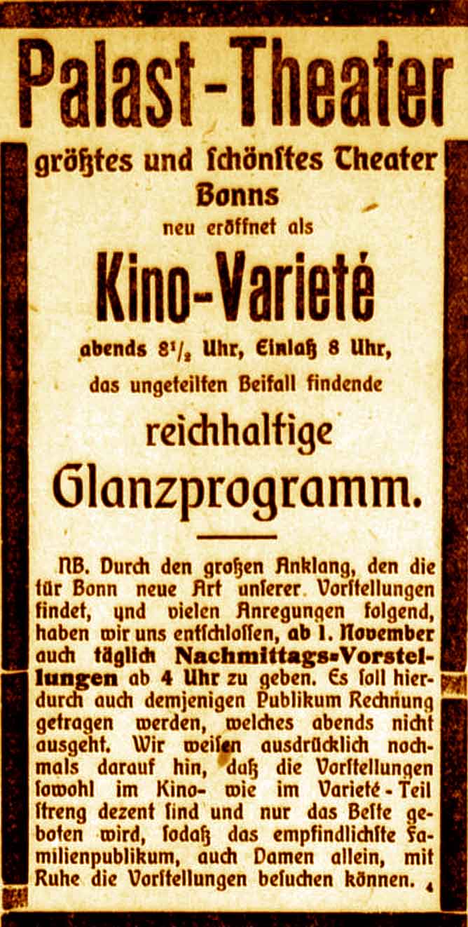 Anzeige im General-Anzeiger vom 28. Oktober 1915