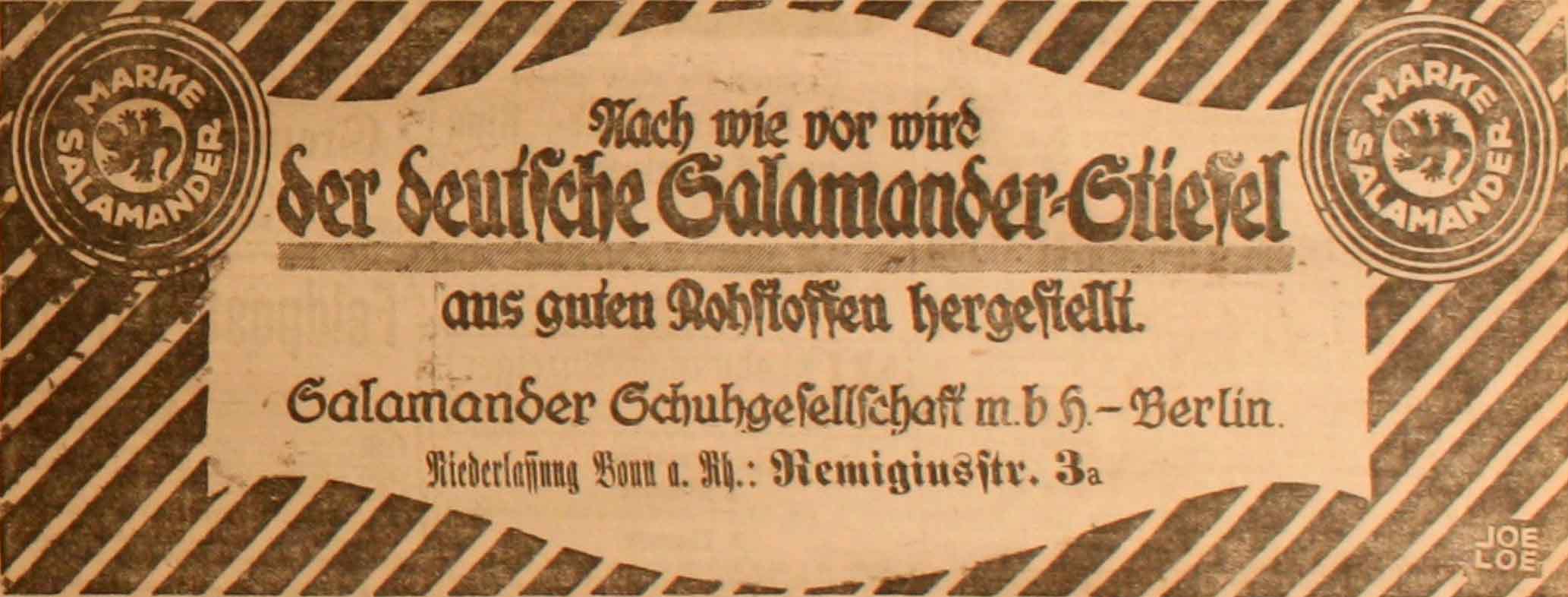 Anzeige in der Deutschen Reichs-Zeitung vom 29. Oktober 1915