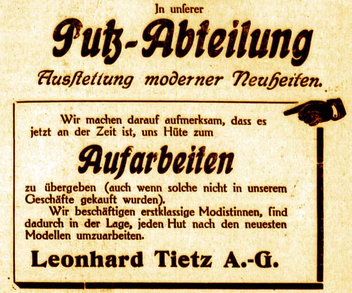Anzeige im General-Anzeiger vom 28. September 1915