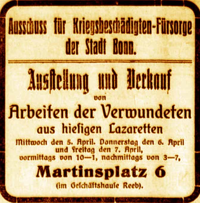 Anzeige im General-Anzeiger vom 3. April 1916