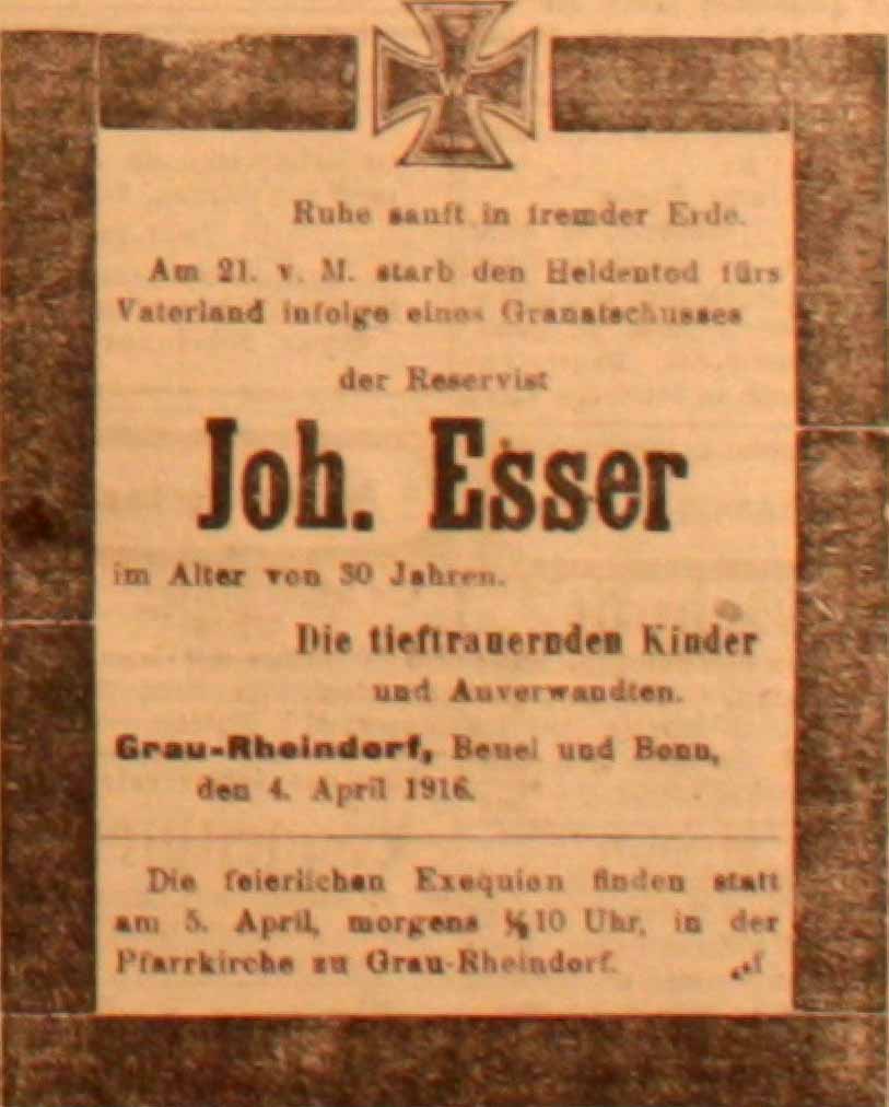 Anzeige in der Deutschen Reichs-Zeitung vom 4. April 1916