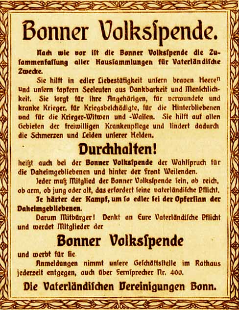 Anzeige im General-Anzeiger vom 6. April 1916