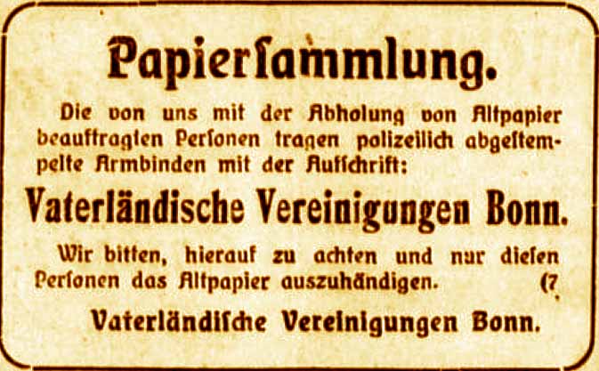 Anzeige im General-Anzeiger vom 16. April 1916
