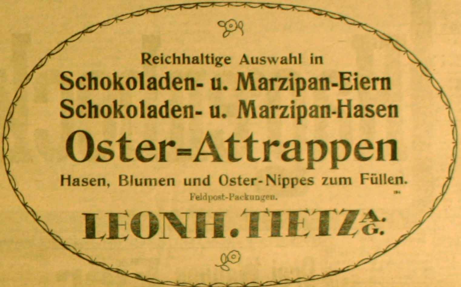 Anzeige in der Deutschen Reichs-Zeitung vom 19. April 1916