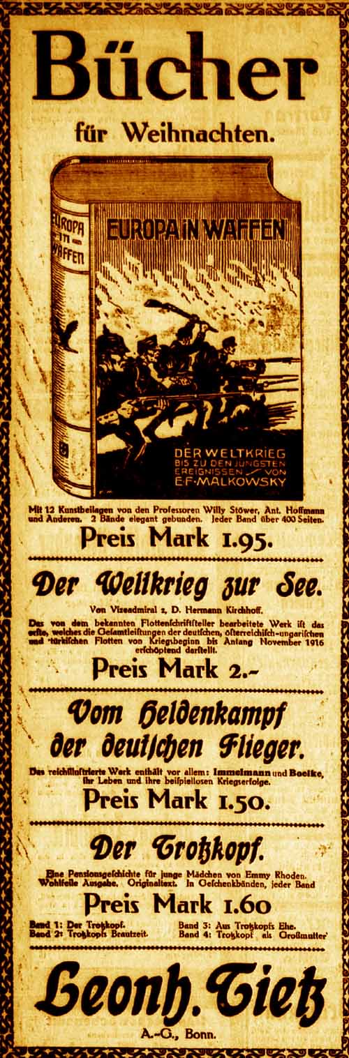 Anzeige im General-Anzeiger vom 13. Dezember 1916