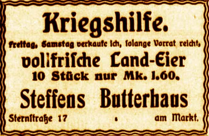 Anzeige im General-Anzeiger vom 11. Februar 1916