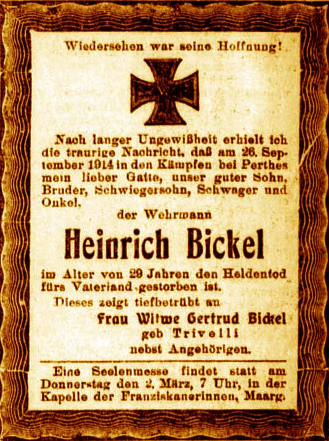 Anzeige im General-Anzeiger vom 27. Februar 1916