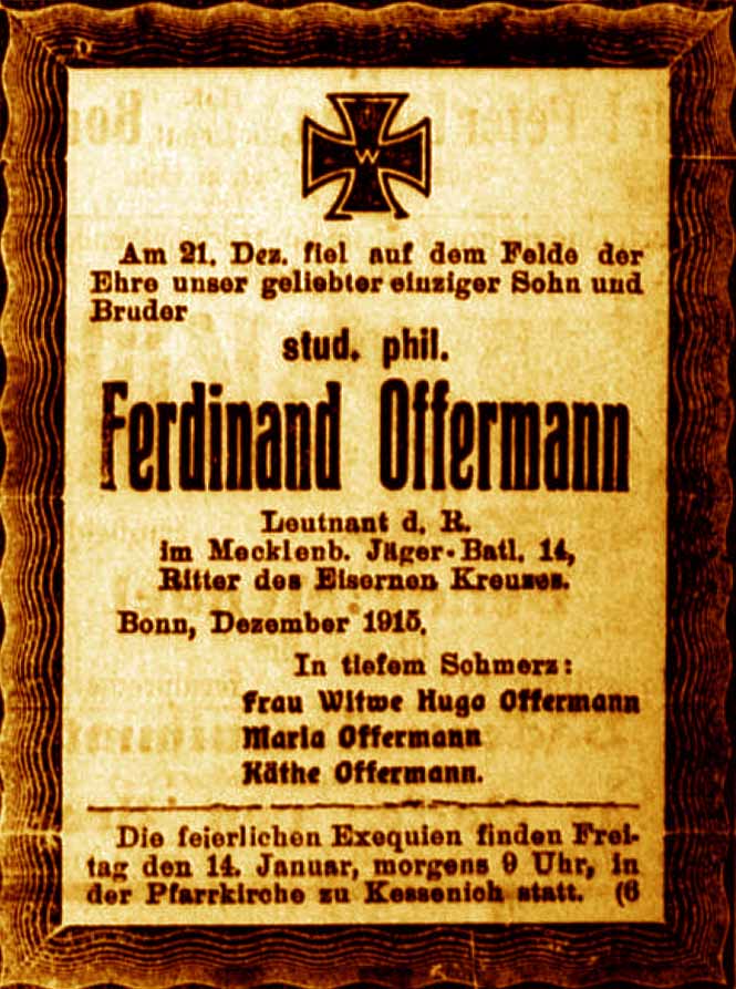 Anzeige im General-Anzeiger vom 1. Januar 1916