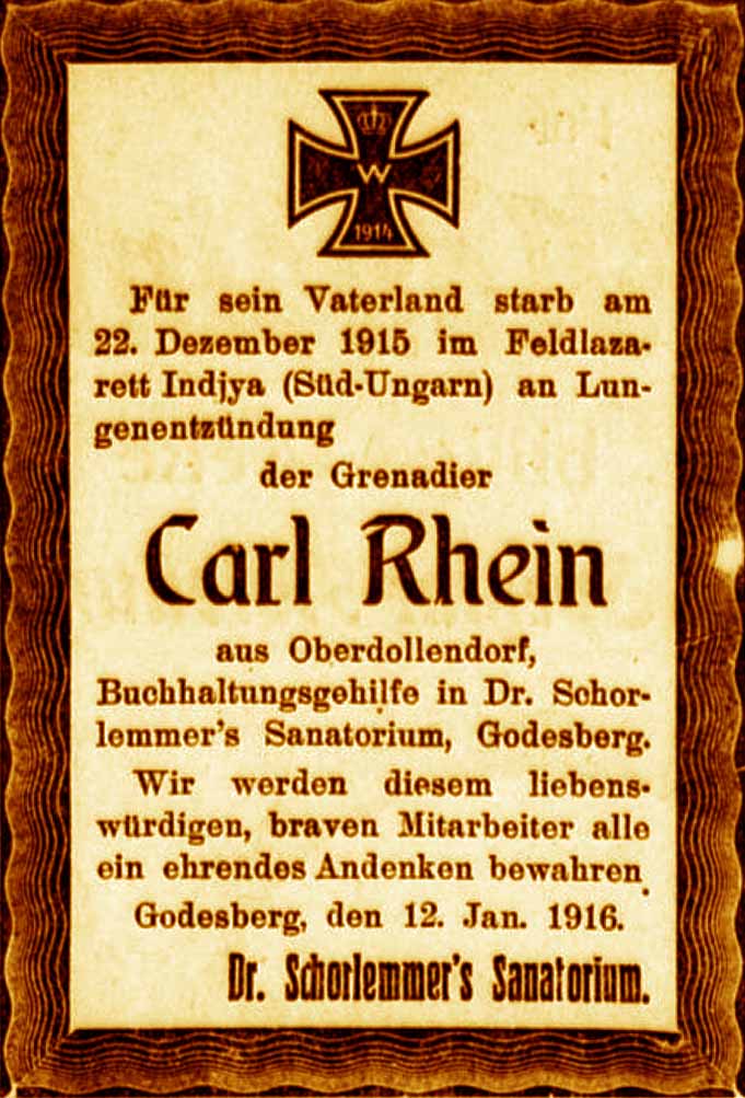 Anzeige im General-Anzeiger vom 13. Januar 1916
