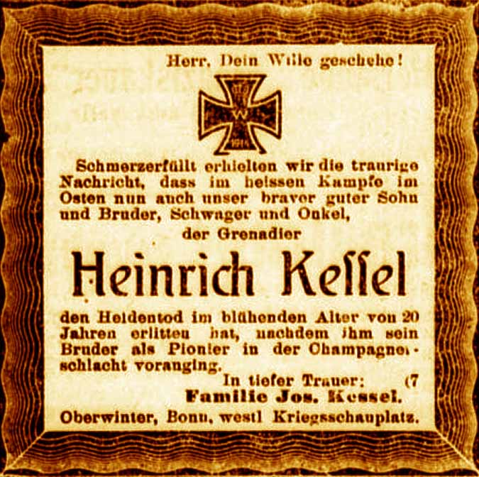 Anzeige im General-Anzeiger vom 16. Juli 1916