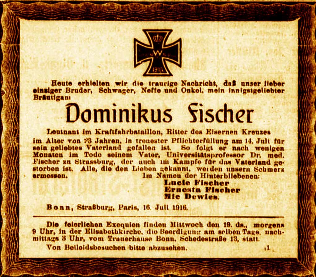 Anzeige im General-Anzeiger vom 17. Juli 1916