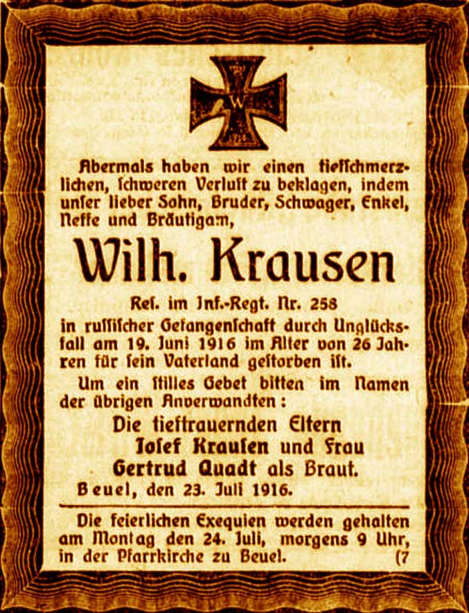 Anzeige im General-Anzeiger vom 23. Juli 1916
