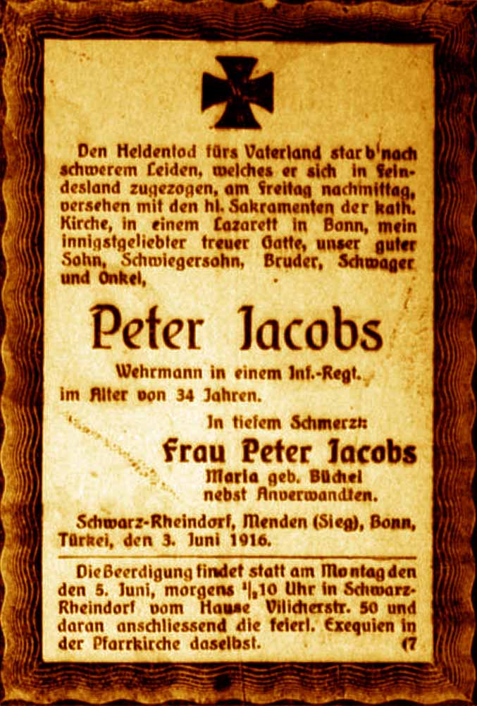 Anzeige im General-Anzeiger vom 4. Juni 1916