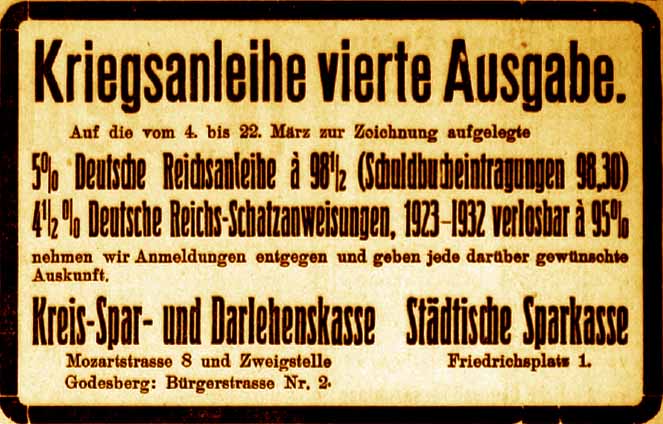 Anzeige im General-Anzeiger vom 3. März 1916