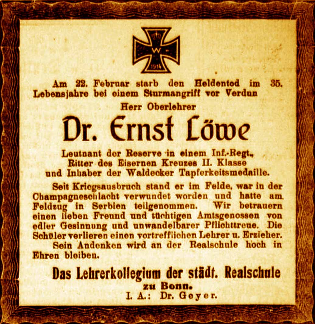 Anzeige im General-Anzeiger vom 5. März 1916