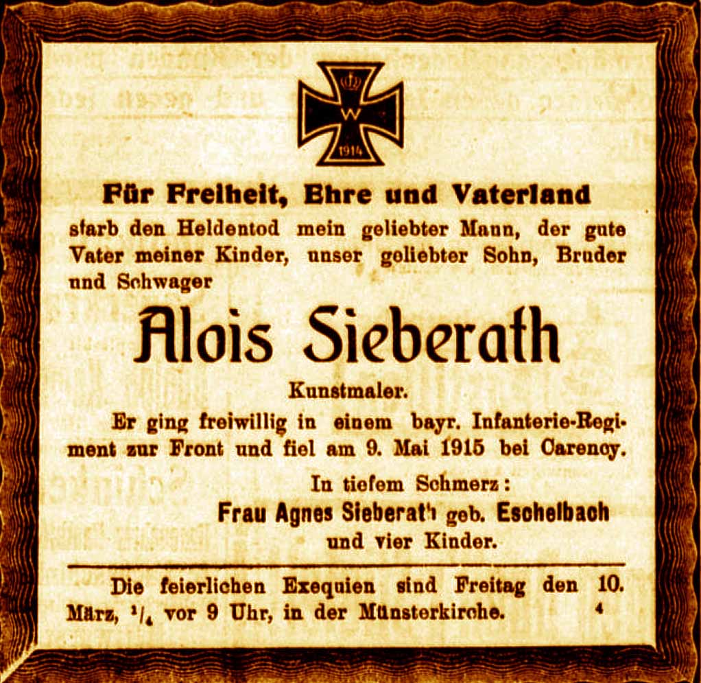Anzeige im General-Anzeiger vom 9. März 1916