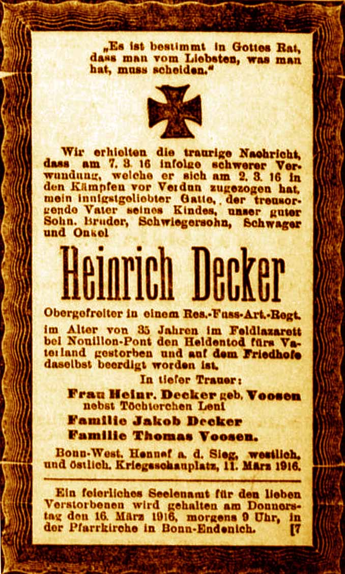 Anzeige im General-Anzeiger vom 12. März 1916
