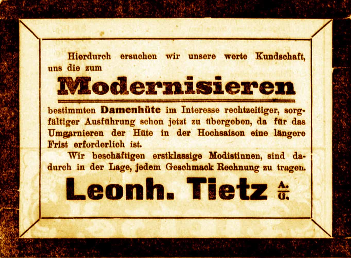 Anzeige im General-Anzeiger vom 24. März 1916