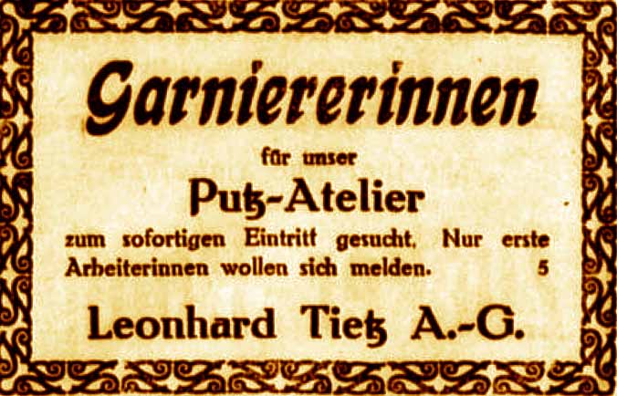 Anzeige im General-Anzeiger vom 24. März 1916