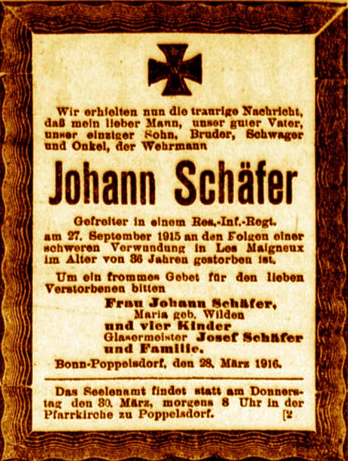 Anzeige im General-Anzeiger vom 28. März 1916