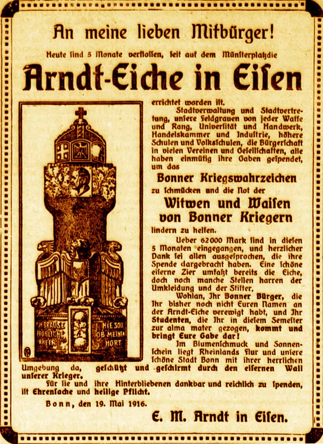 Anzeige im General-Anzeiger vom 19. Mai 1916