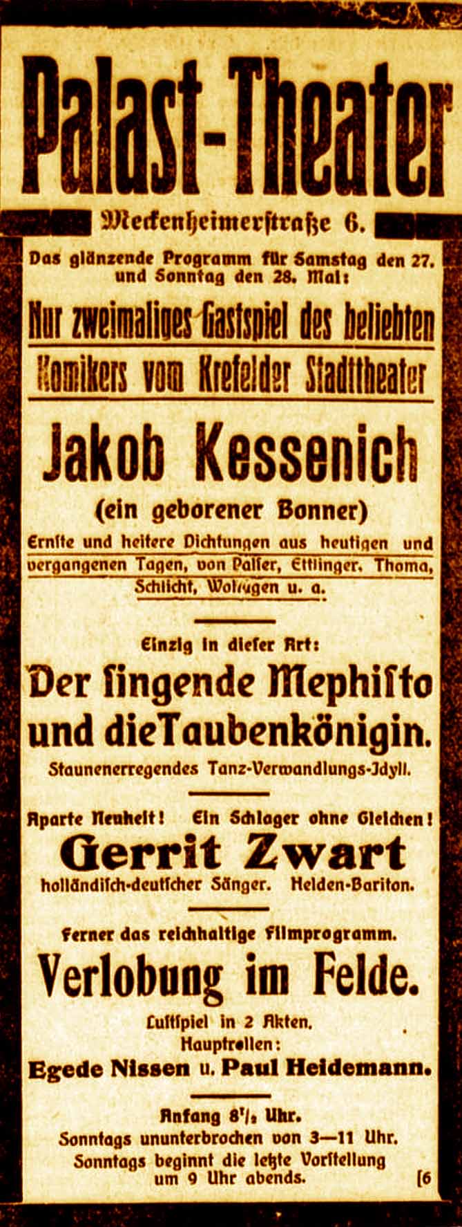 Anzeige im General-Anzeiger vom 27. Mai 1916