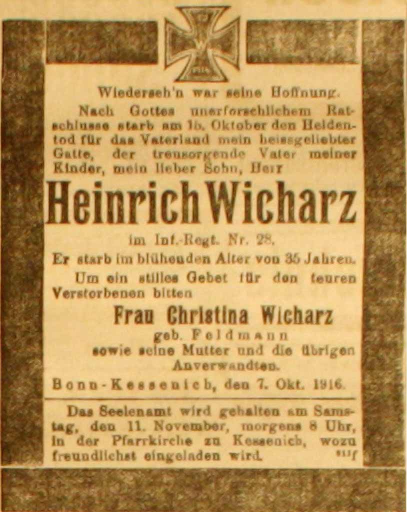 Anzeige in der Deutschen Reichs-Zeitung vom 8. November 1916