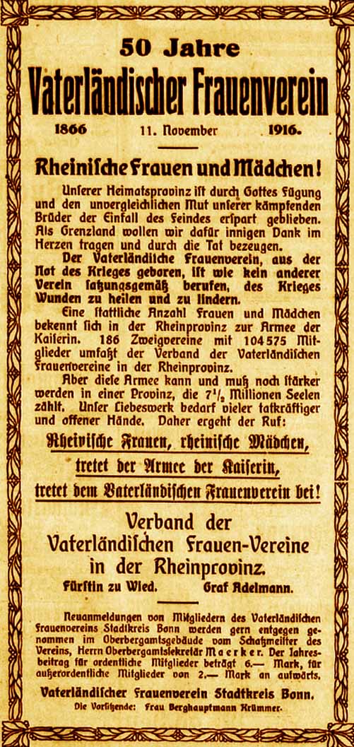 Anzeige im General-Anzeiger vom 11. November 1916