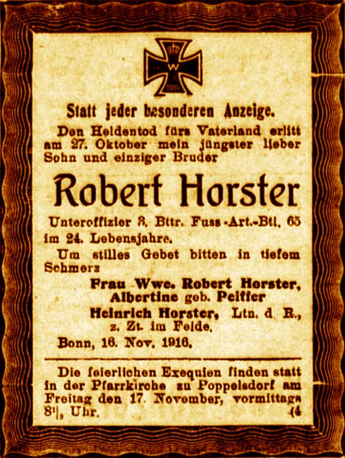 Anzeige im General-Anzeiger vom 16. November 1916