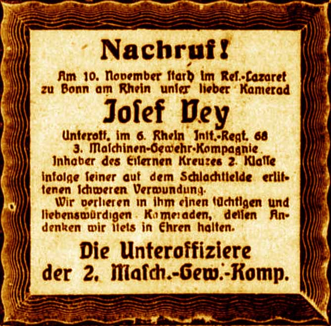 Anzeige im General-Anzeiger vom 19. November 1916
