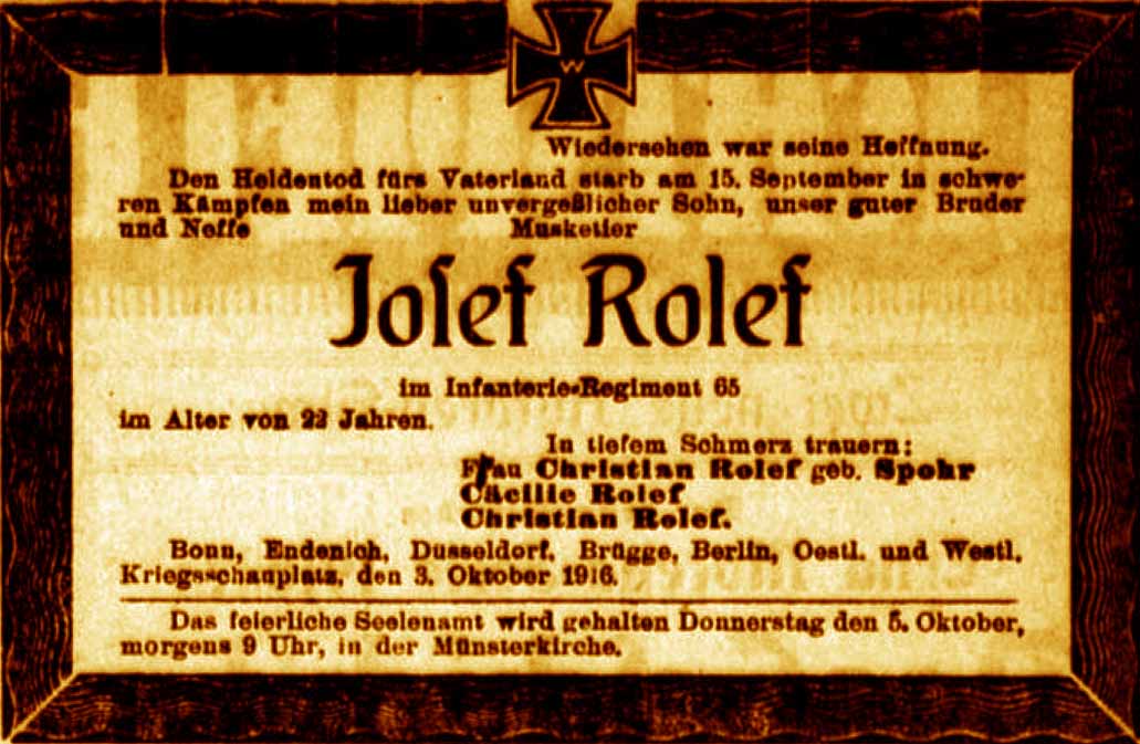 Anzeige im General-Anzeiger vom 3. Oktober 1916