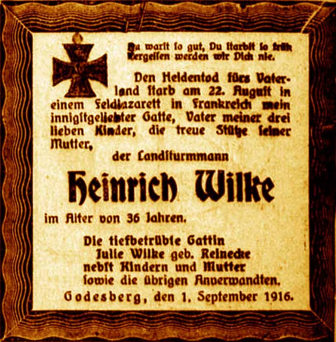 Anzeige im General-Anzeiger vom 2. September 1916