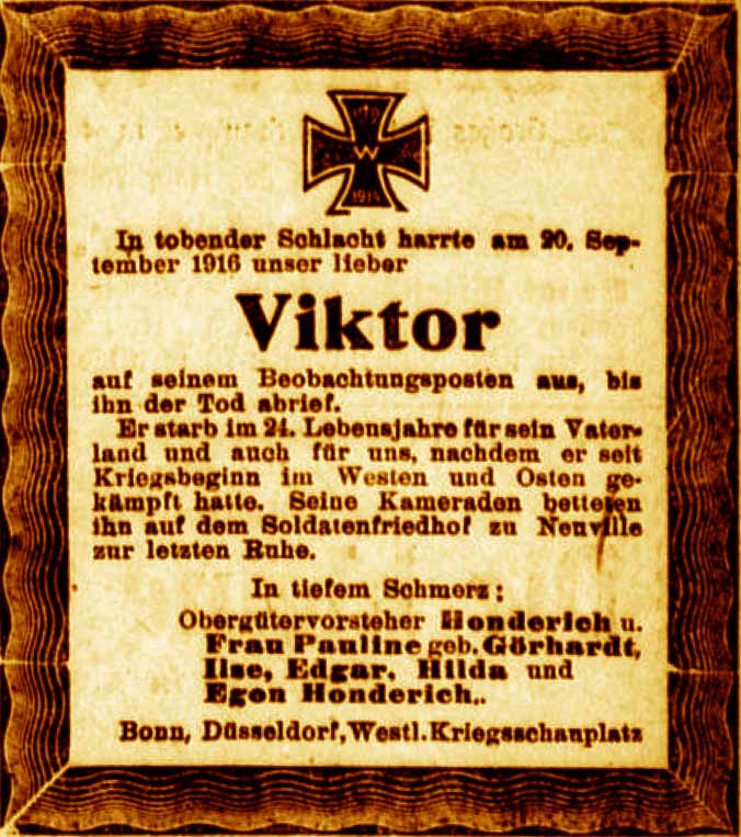 Anzeige im General-Anzeiger vom 30. September 1916
