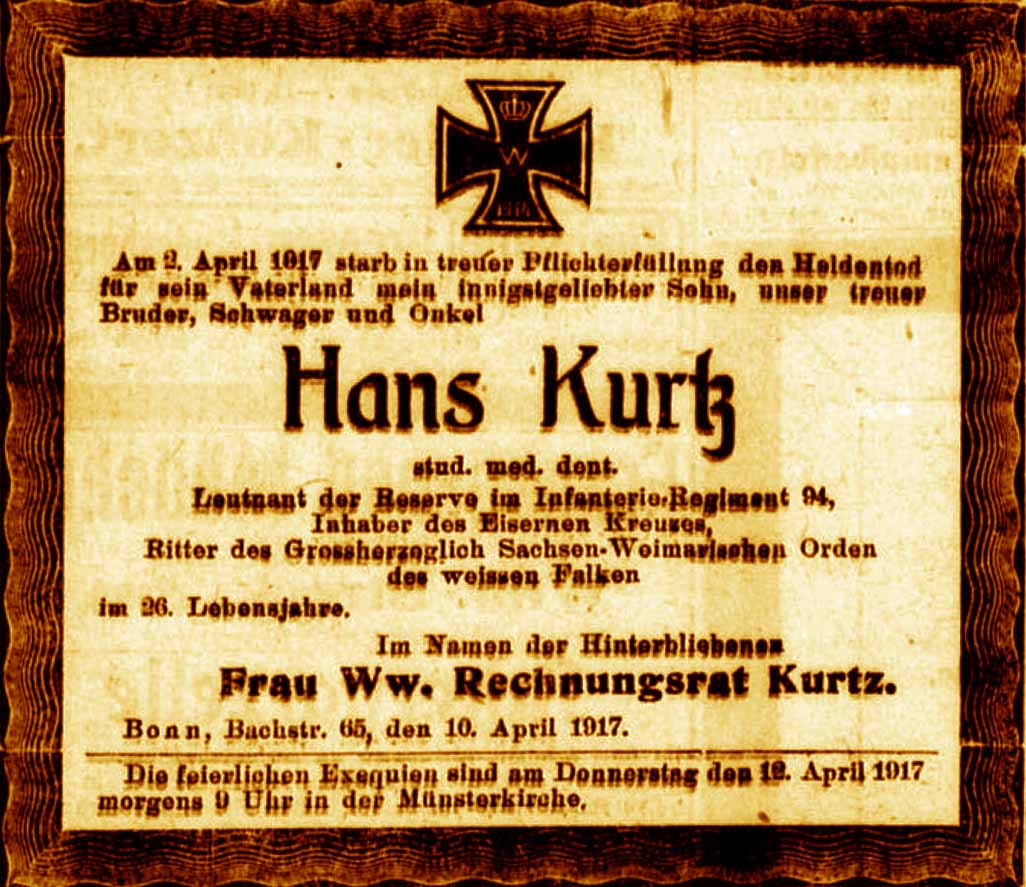 Anzeige im General-Anzeiger vom 11. April 1917