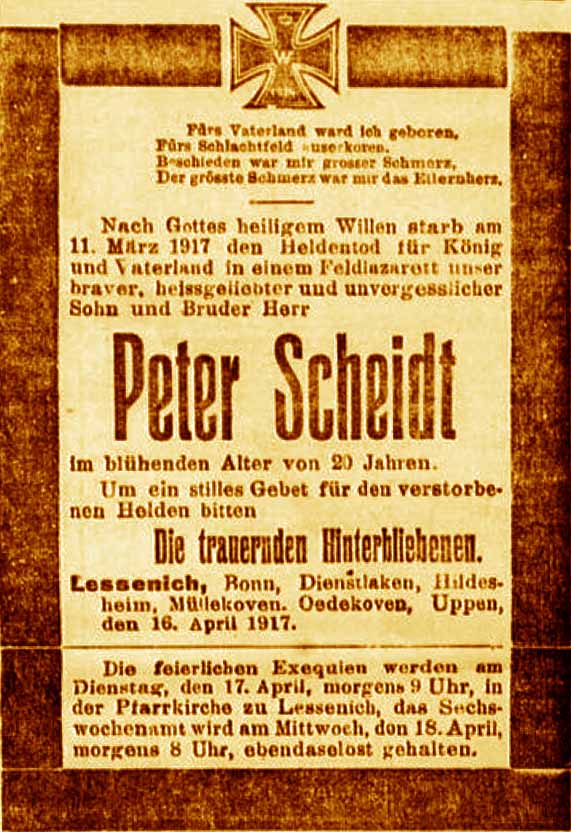 Anzeige in der Deutschen Reichs-Zeitung vom 16. April 1917