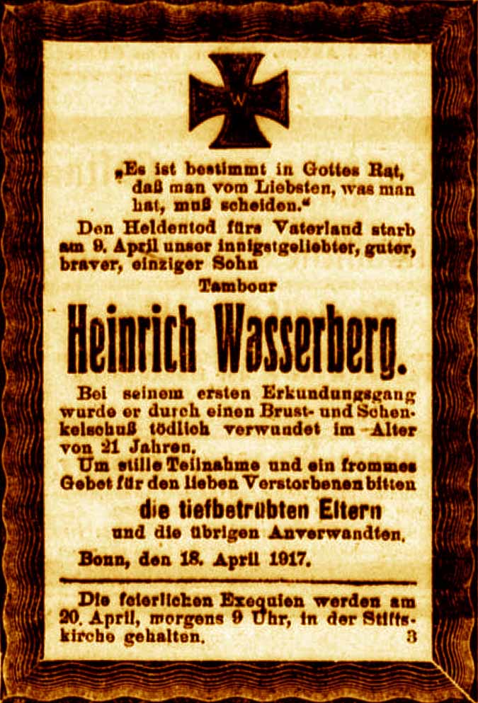 Anzeige im General-Anzeiger vom 18. April 1917
