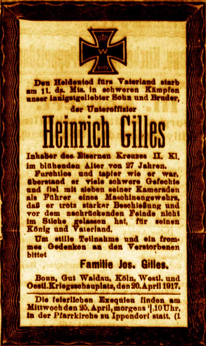 Anzeige im General-Anzeiger vom 23. April 1917