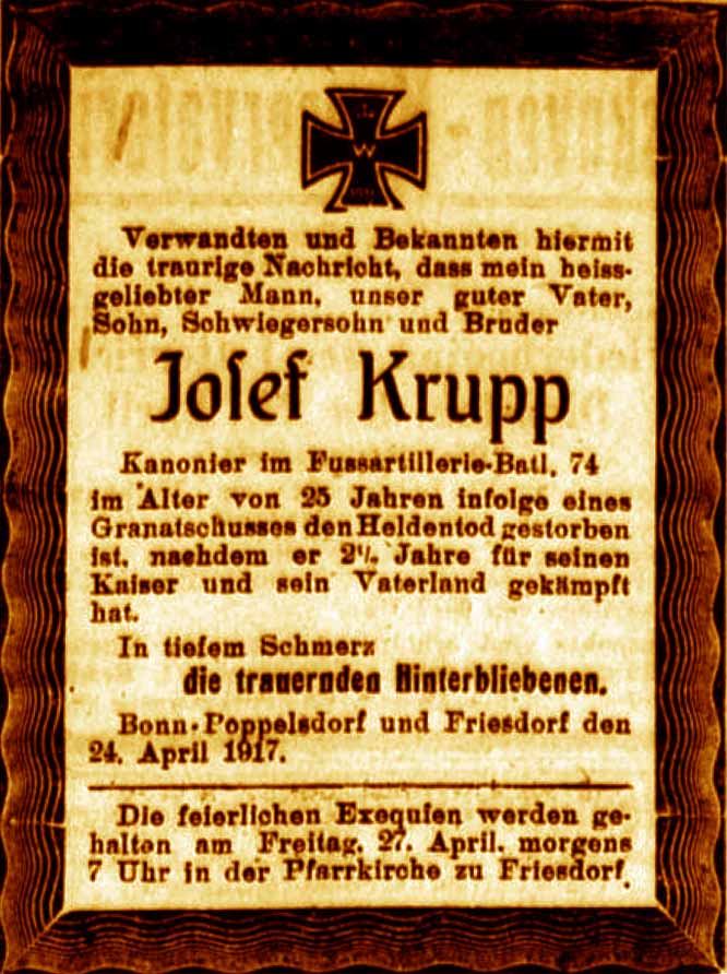 Anzeige im General-Anzeiger vom 25. April 1917