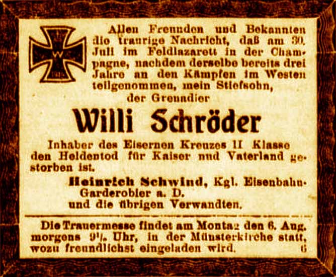 Anzeige im General-Anzeiger vom 4. August 1917