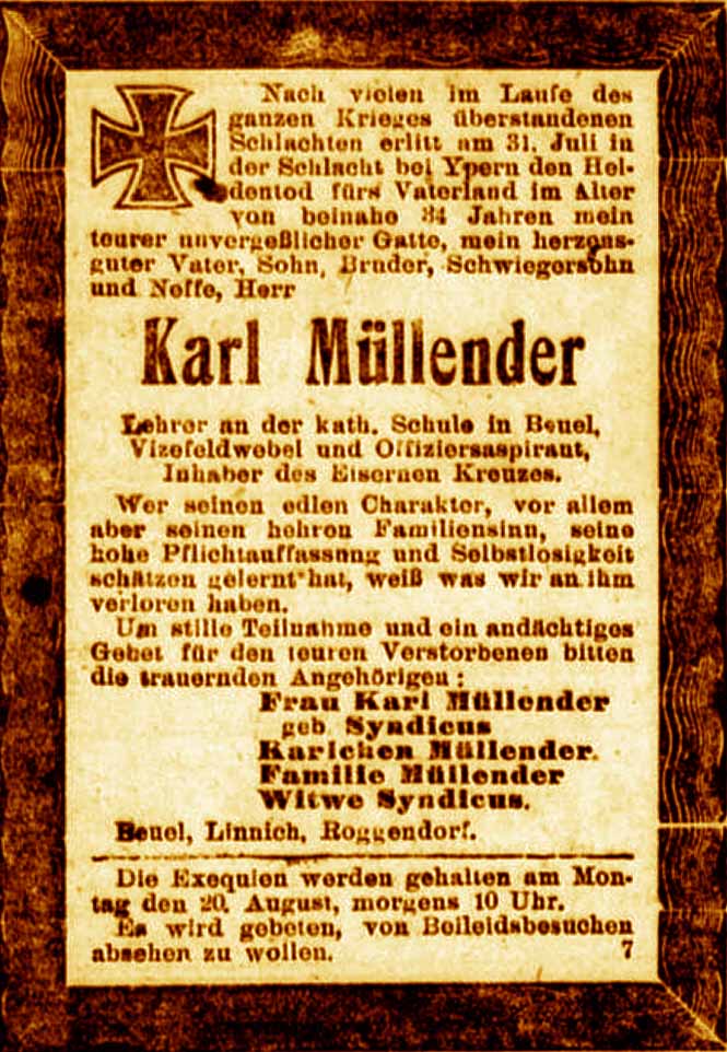 Anzeige im General-Anzeiger vom 12. August 1917