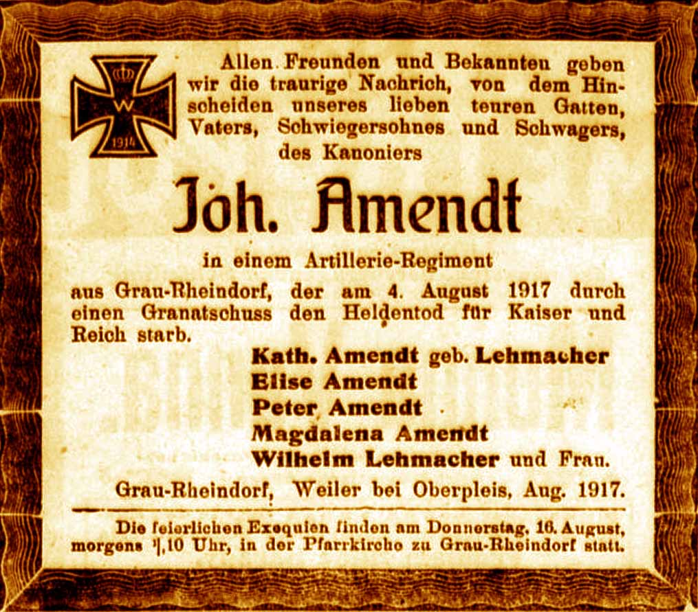 Anzeige im General-Anzeiger vom 14. August 1917