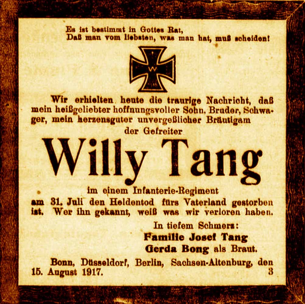 Anzeige im General-Anzeiger vom 15. August 1917