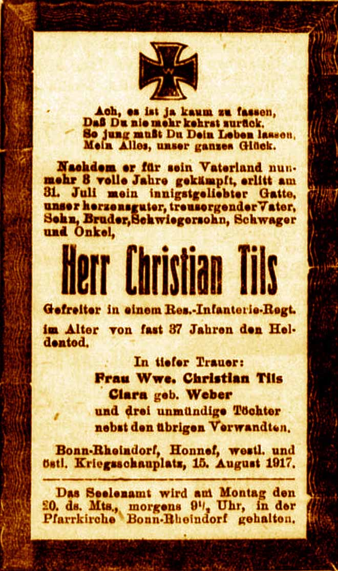 Anzeige im General-Anzeiger vom 15. August 1917