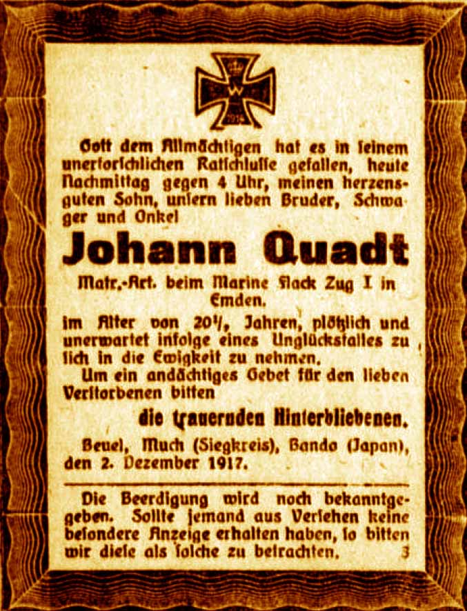 Anzeige im General-Anzeiger vom 5. Dezember 1917