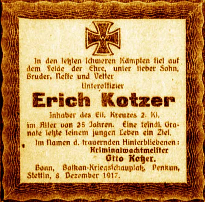 Anzeige im General-Anzeiger vom 10. Dezember 1917