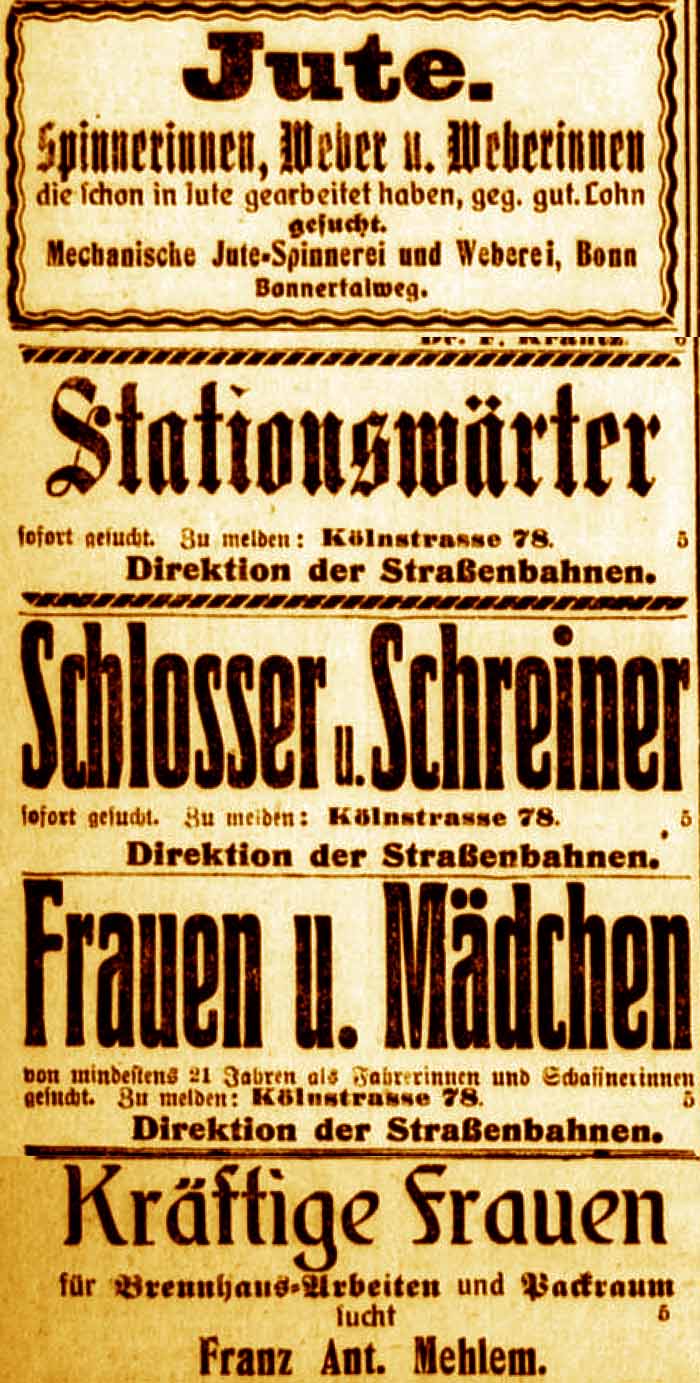 Anzeigen im General-Anzeiger vom 5. Januar 1917