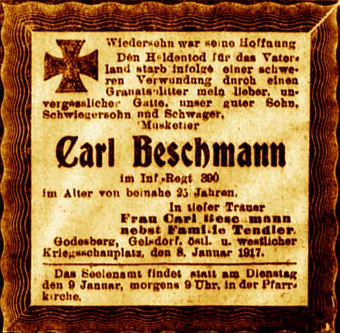 Anzeige im General-Anzeiger vom 8. Januar 1917