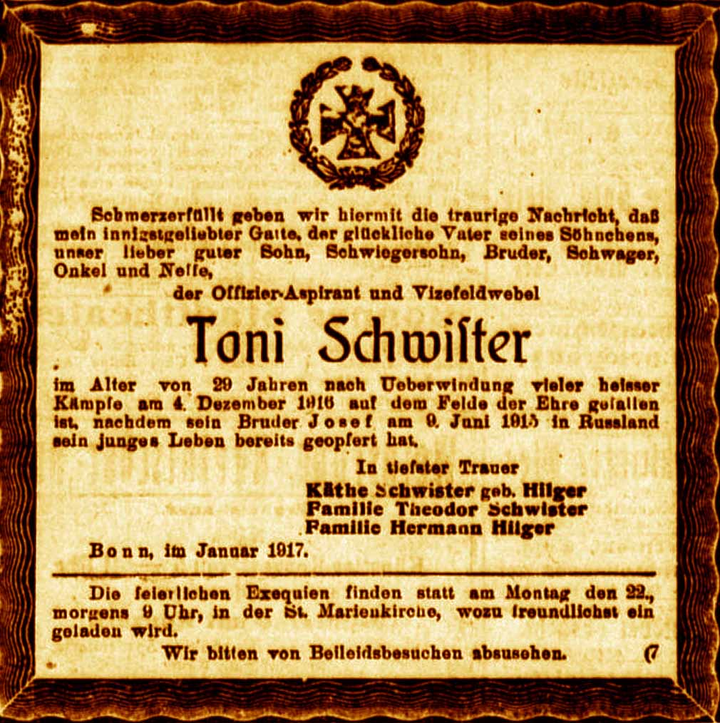Anzeige im General-Anzeiger vom 21. Januar 1917