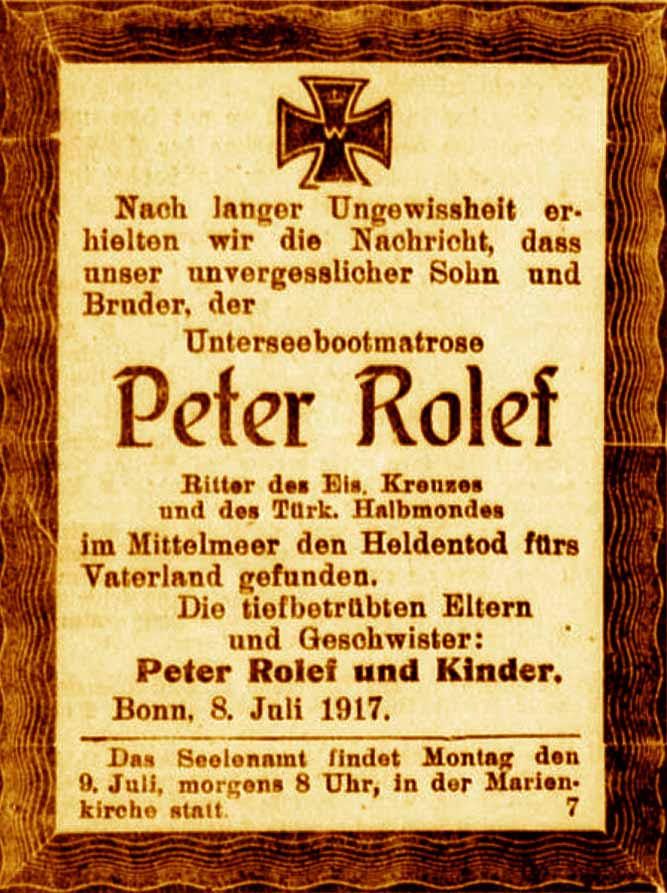 Anzeige im General-Anzeiger vom 8. Juli 1917